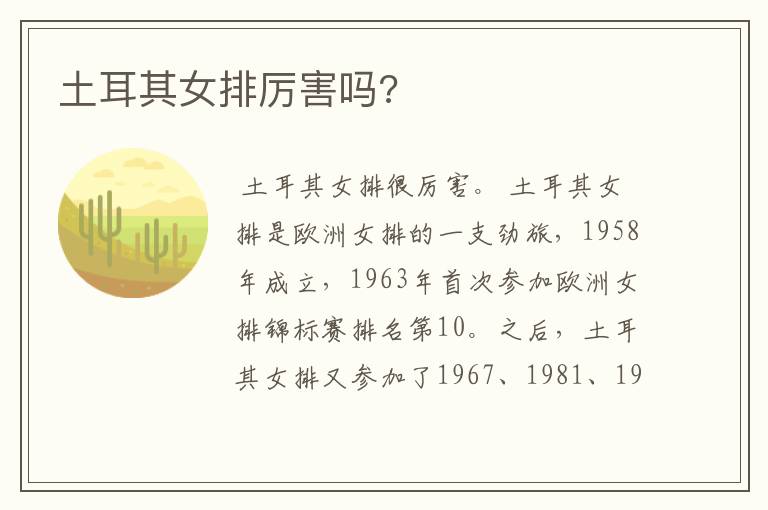土耳其女排厉害吗?