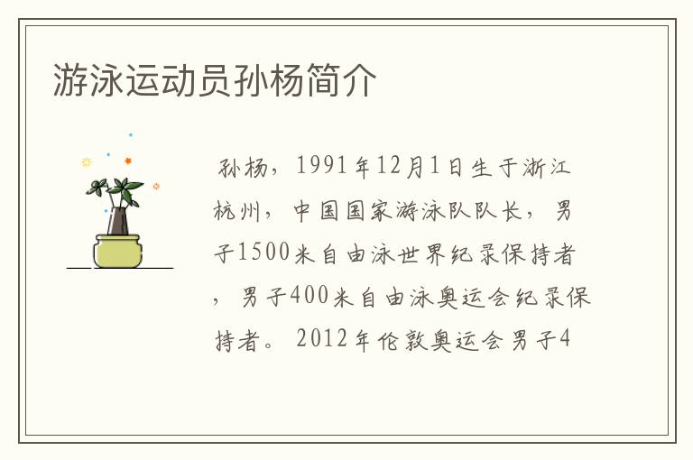 游泳运动员孙杨简介