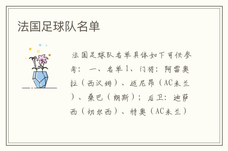 法国足球队名单