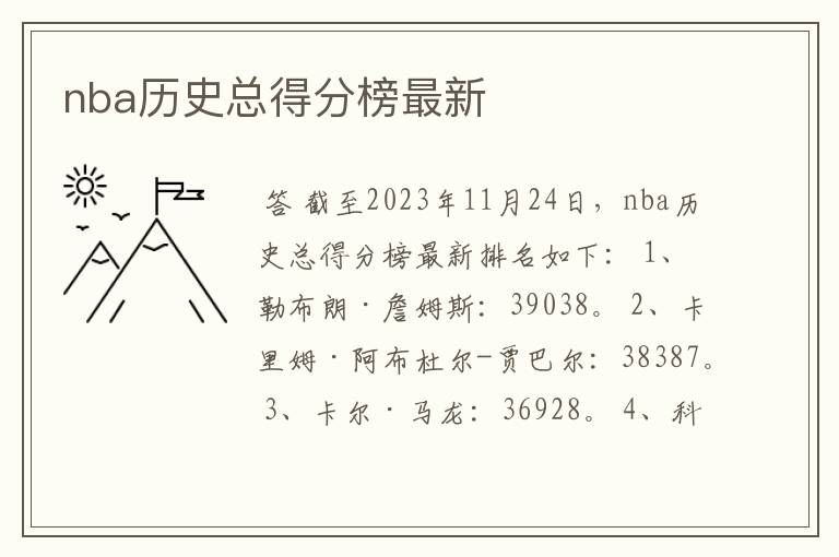 nba历史总得分榜最新