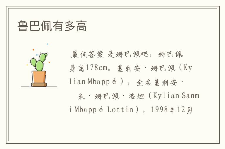 鲁巴佩有多高