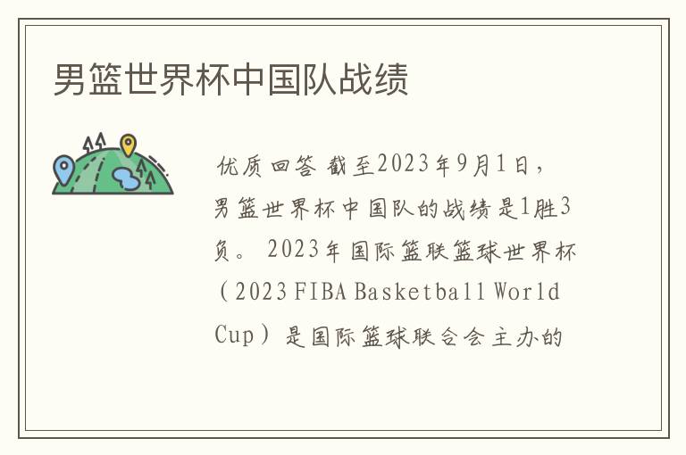 男篮世界杯中国队战绩