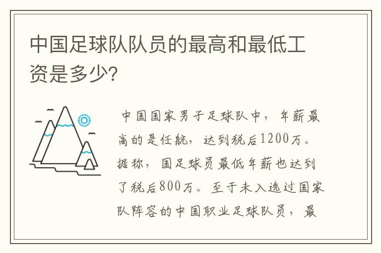 中国足球队队员的最高和最低工资是多少?