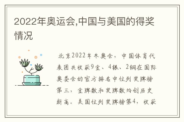 2022年奥运会,中国与美国的得奖情况