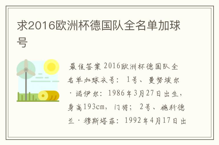 求2016欧洲杯德国队全名单加球号