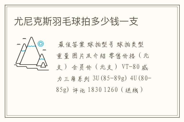 尤尼克斯羽毛球拍多少钱一支