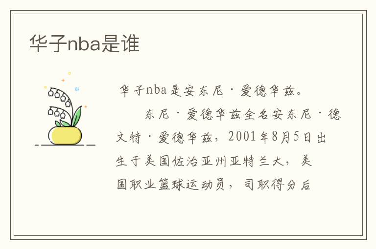 华子nba是谁