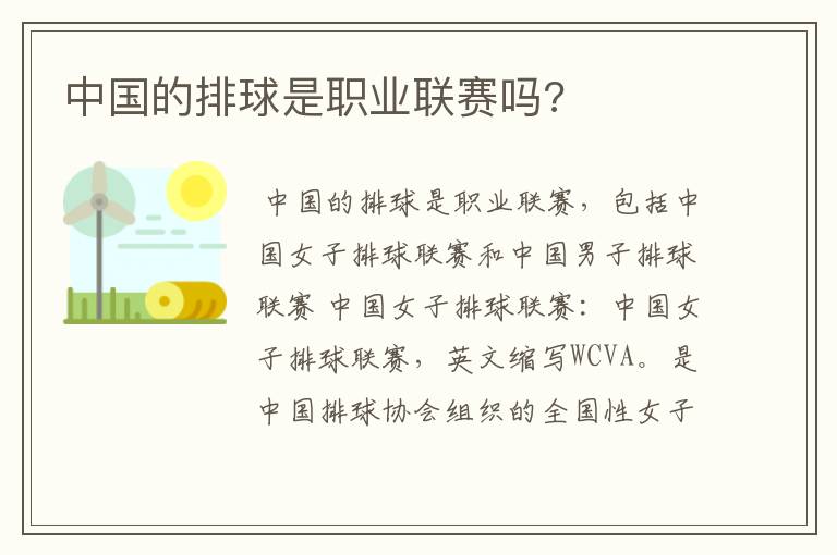 中国的排球是职业联赛吗?