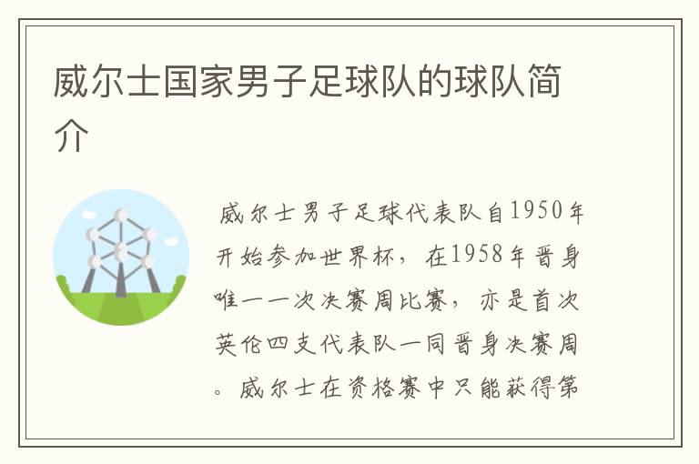 威尔士国家男子足球队的球队简介