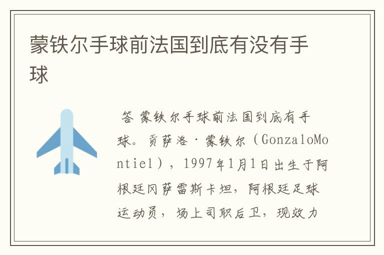 蒙铁尔手球前法国到底有没有手球