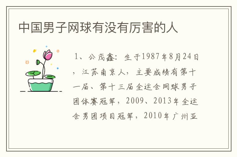 中国男子网球有没有厉害的人