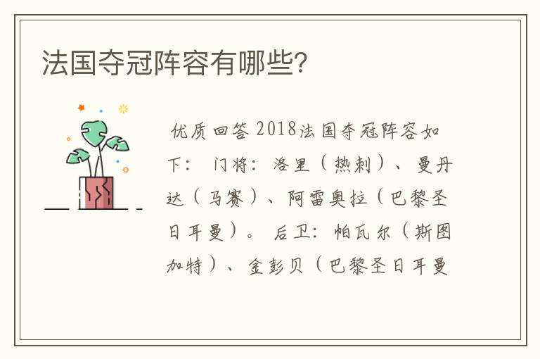 法国夺冠阵容有哪些?