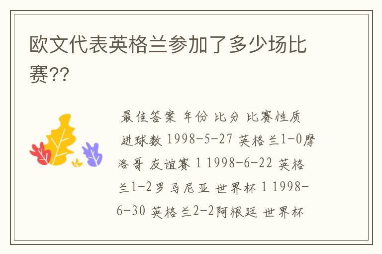 欧文代表英格兰参加了多少场比赛??