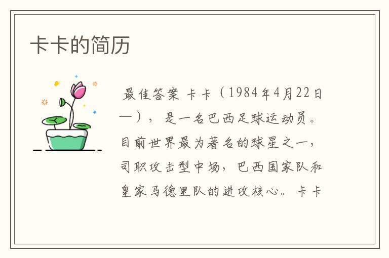 卡卡的简历