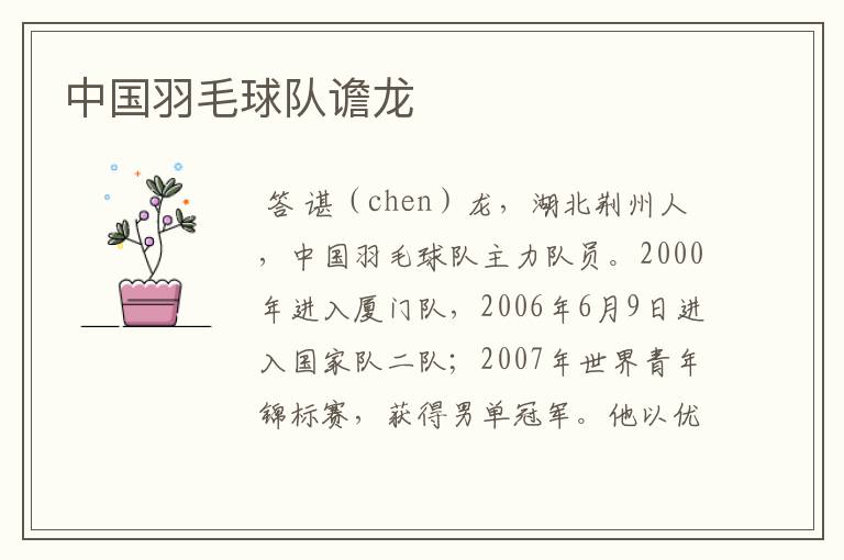 中国羽毛球队谵龙