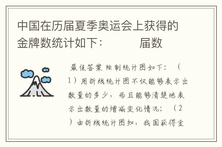 中国在历届夏季奥运会上获得的金牌数统计如下：        届数  24  25  26  27  28  29  30    枚数（枚）