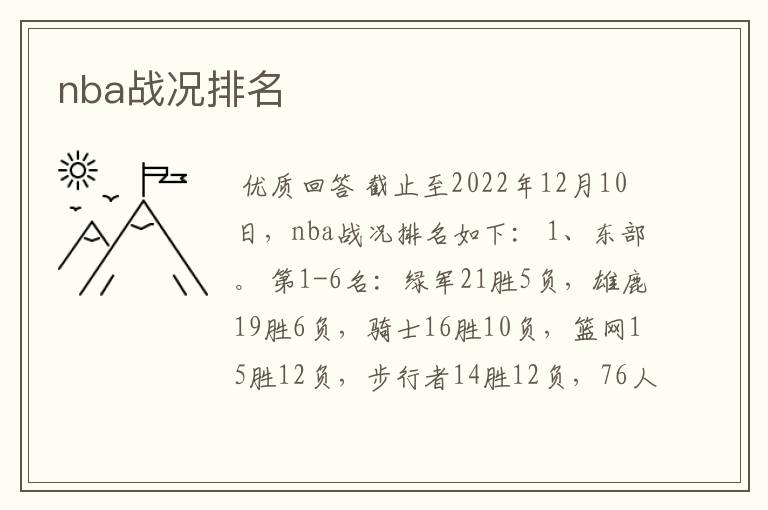nba战况排名