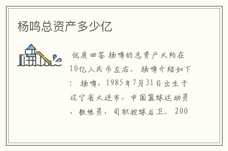 杨鸣总资产多少亿