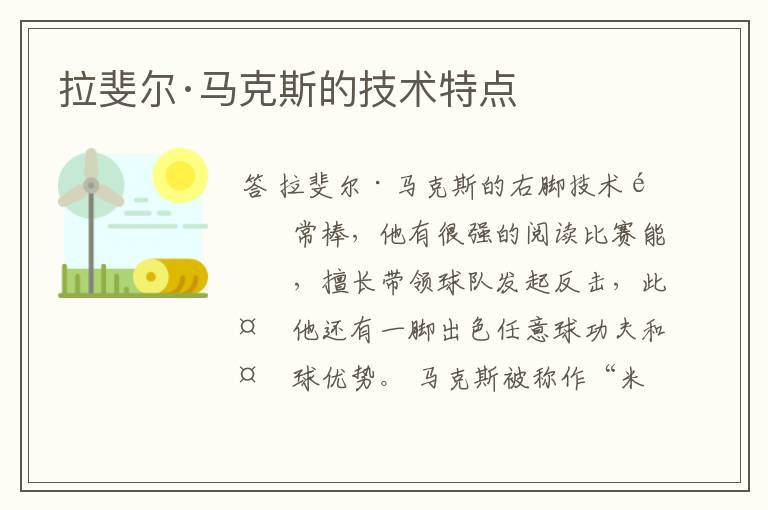 拉斐尔·马克斯的技术特点