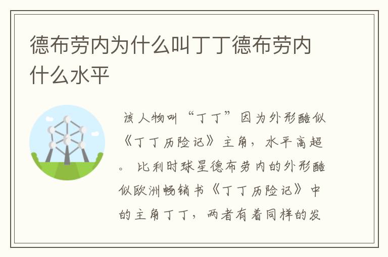 德布劳内为什么叫丁丁德布劳内什么水平