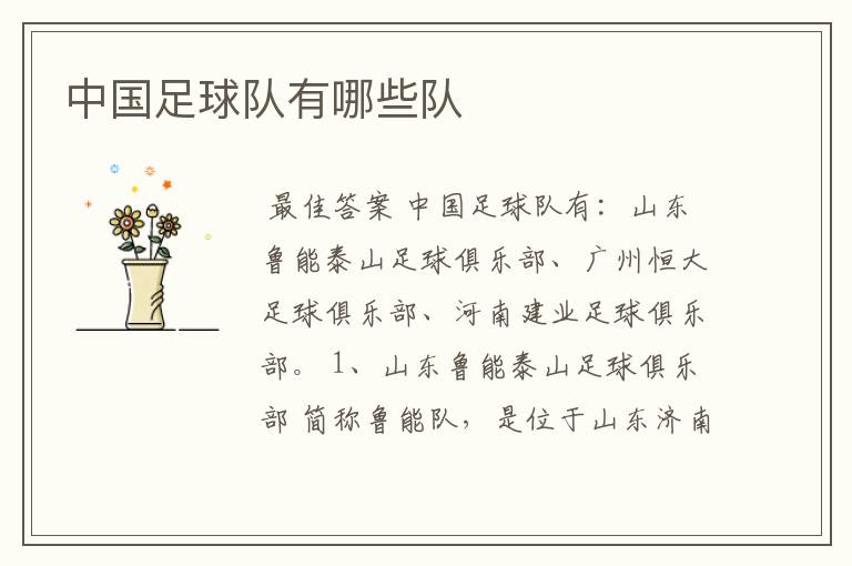 中国足球队有哪些队
