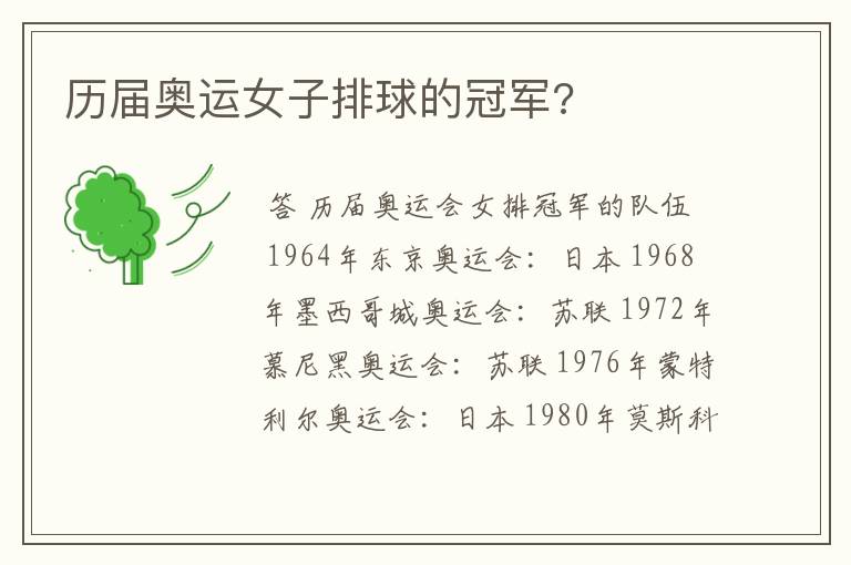 历届奥运女子排球的冠军?