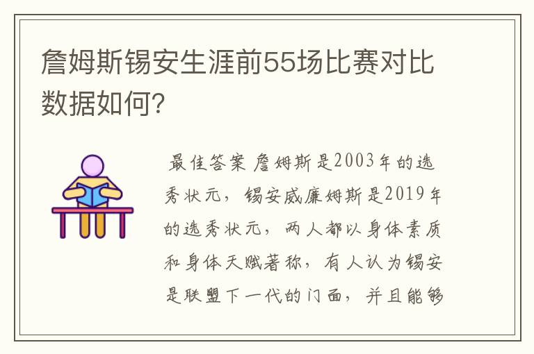 詹姆斯锡安生涯前55场比赛对比数据如何?