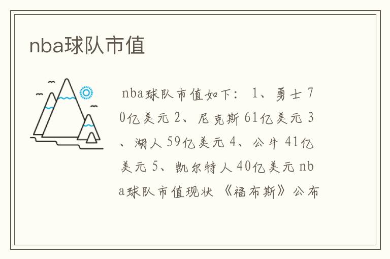 nba球队市值