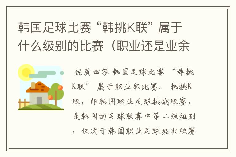 韩国足球比赛 “韩挑K联” 属于什么级别的比赛(职业还是业余)?