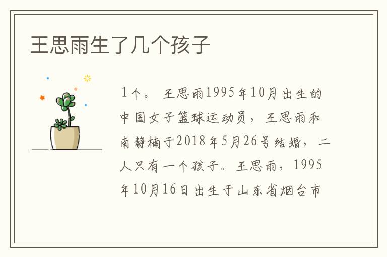 王思雨生了几个孩子
