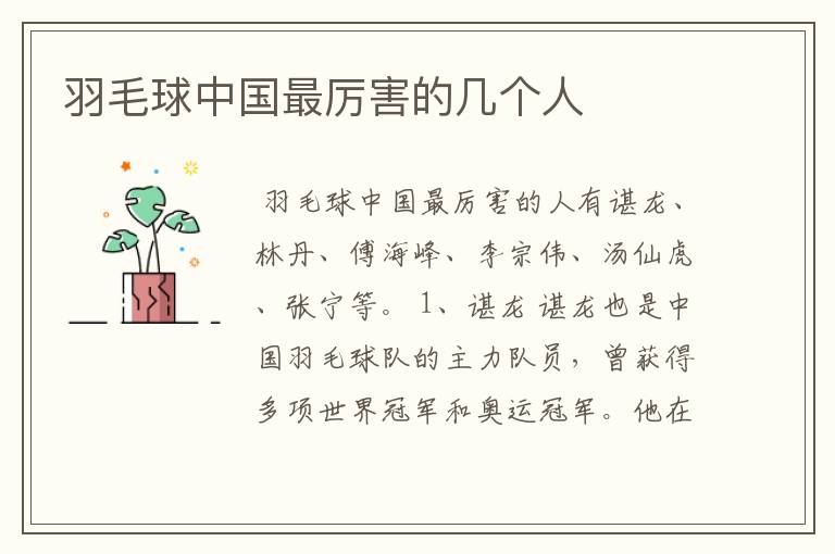 羽毛球中国最厉害的几个人