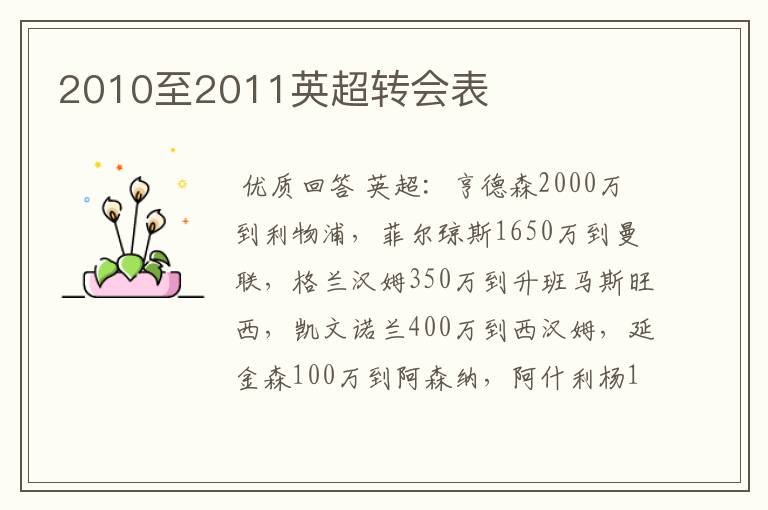 2010至2011英超转会表