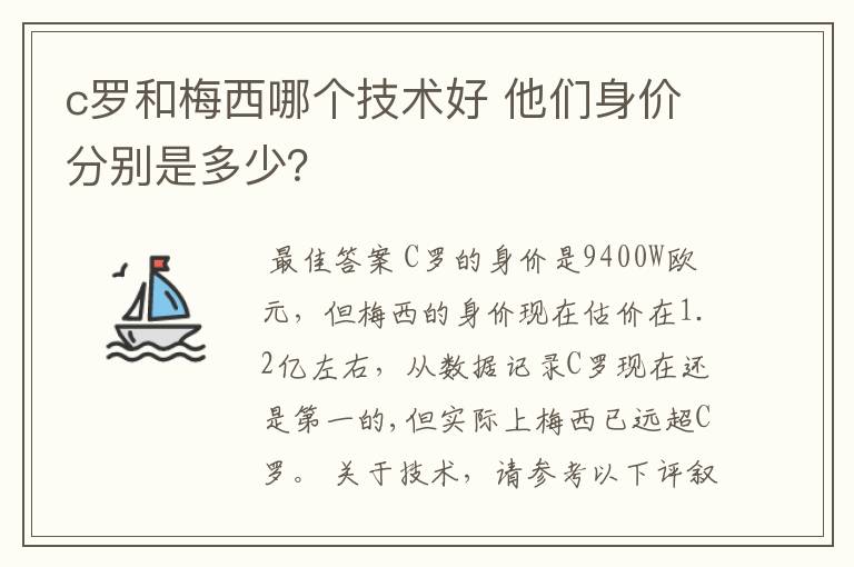 c罗和梅西哪个技术好 他们身价分别是多少?