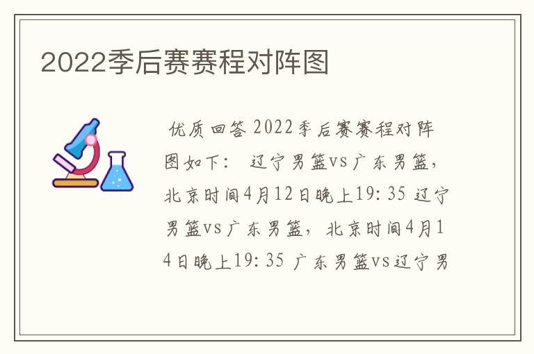 2022季后赛赛程对阵图
