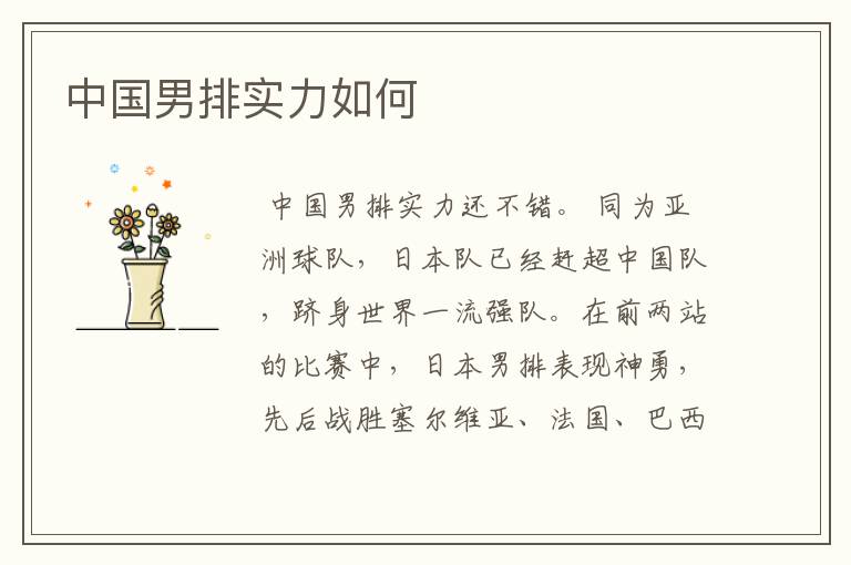 中国男排实力如何