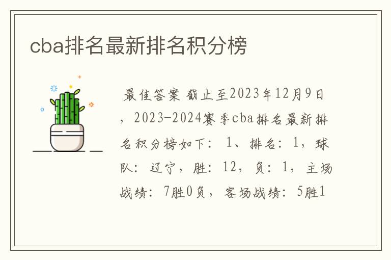 cba排名最新排名积分榜