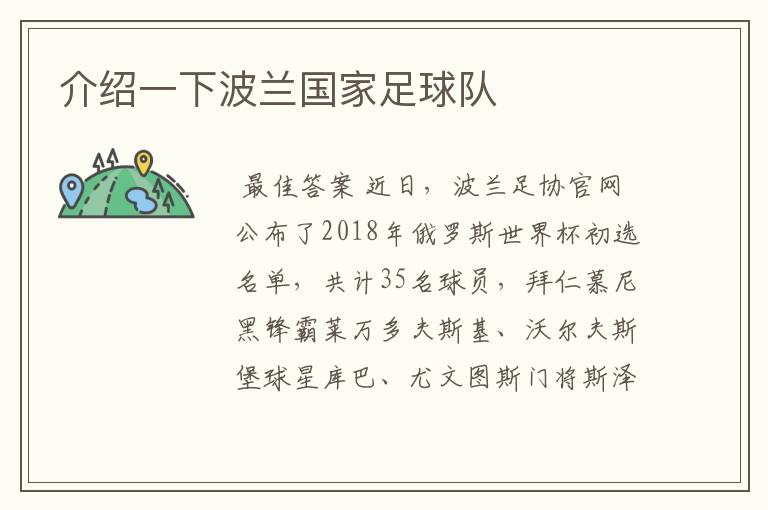介绍一下波兰国家足球队