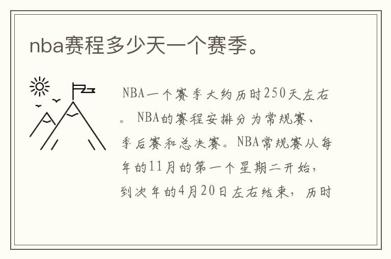 nba赛程多少天一个赛季。