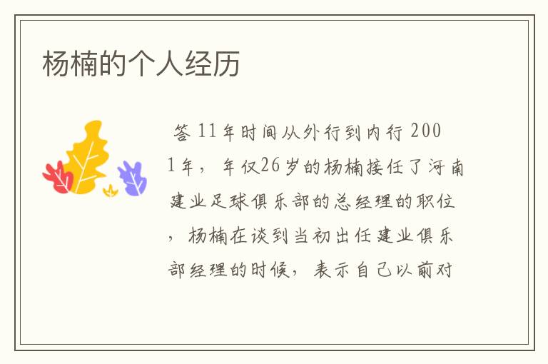 杨楠的个人经历