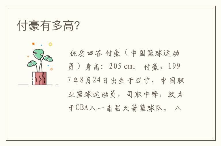 付豪有多高?