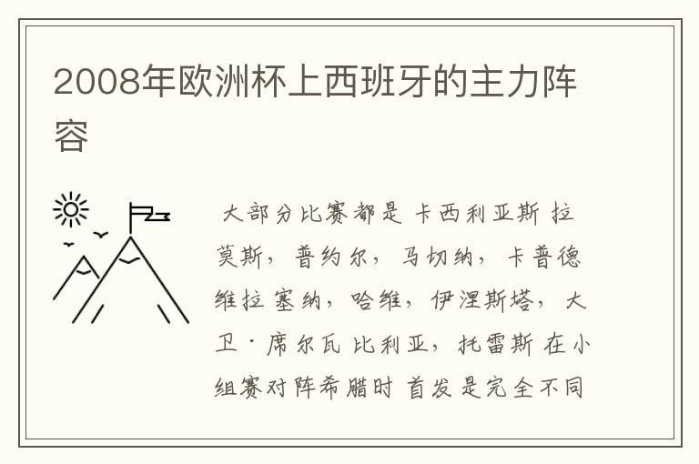 2008年欧洲杯上西班牙的主力阵容
