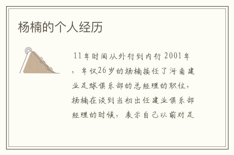 杨楠的个人经历