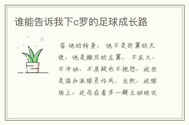 谁能告诉我下c罗的足球成长路