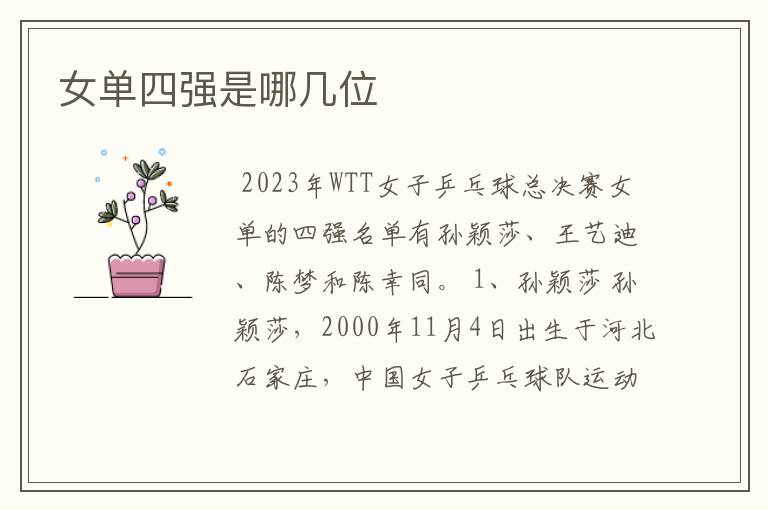 女单四强是哪几位