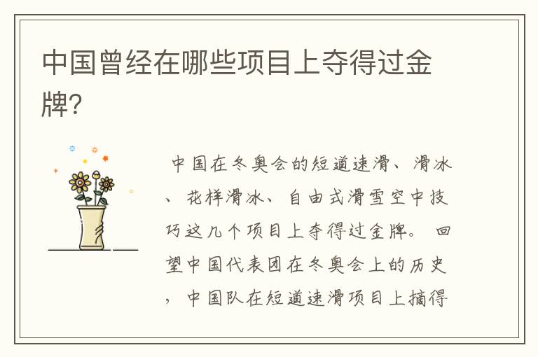 中国曾经在哪些项目上夺得过金牌?