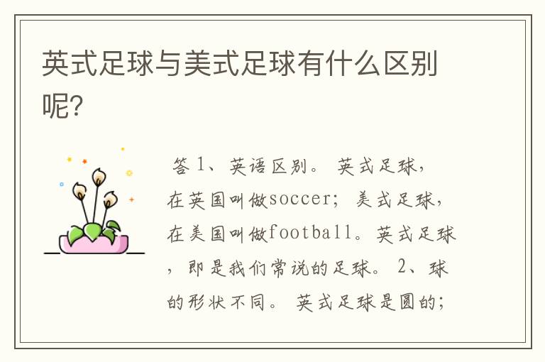 英式足球与美式足球有什么区别呢?