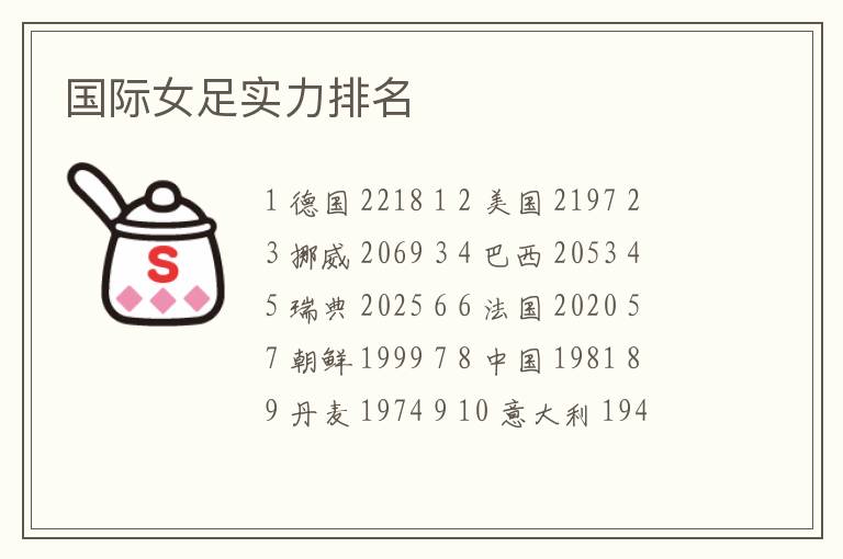 国际女足实力排名