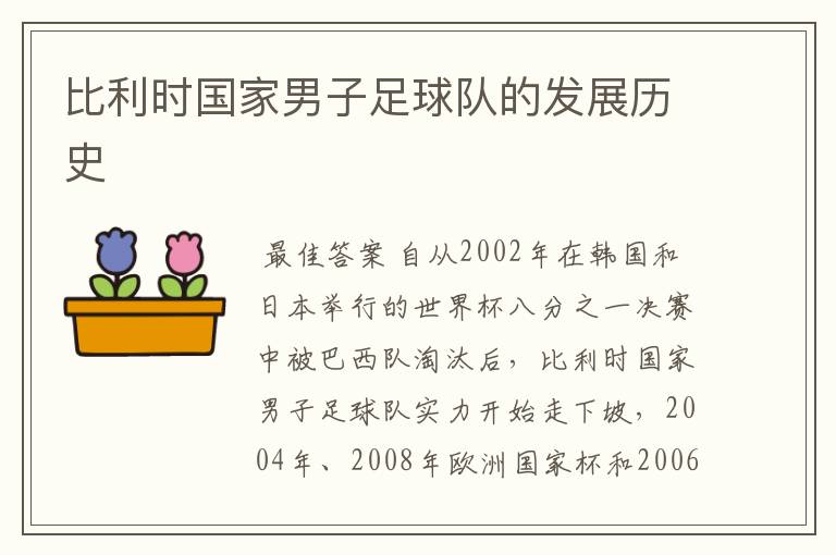 比利时国家男子足球队的发展历史