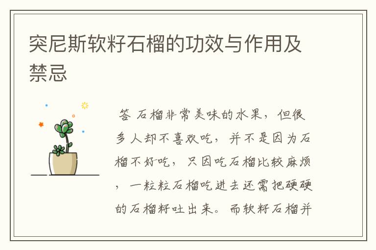 突尼斯软籽石榴的功效与作用及禁忌