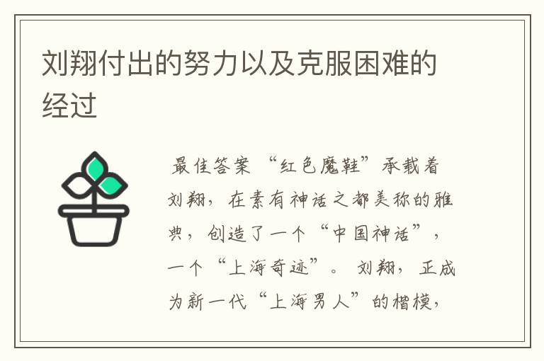 刘翔付出的努力以及克服困难的经过